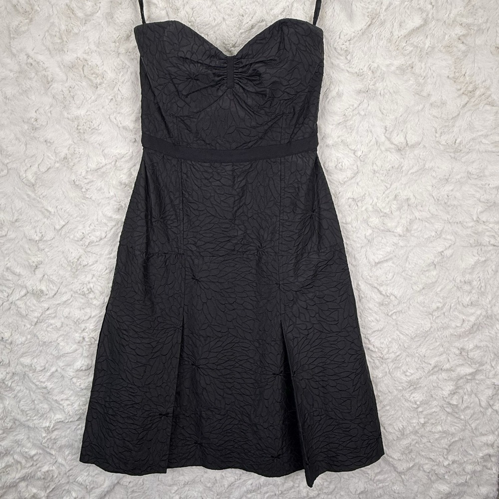 Tracy Reese Women's Size 6 Strapless Cocktail Dress 100% Silk Black Floral